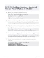 PSYC 375 Final Exam Questions - Questions & Answers (Rated 98%) Best Update 2024