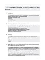 220 Final Exam- Funeral Directing Questions and Answers