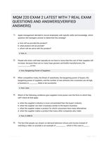 MQM 220 EXAM 2 LATEST   WITH 7 REAL EXAM QUESTIONS  AND ANSWERS(VERIFIED ANSWERS)