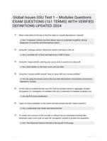 Global Issues GSU Test 1 -- Modules Questions EXAM QUESTIONS (161 TERMS) WITH VERIFIED DEFINITIONS UPDATED 2024