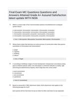 Final Exam MC Questions Questions and Answers Attained Grade A+ Assured Satisfaction latest  update WITH NGN