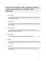 Final Exam Questions with complete solutions Latest Version 2024( A+ GRADED 100% VERIFIED).