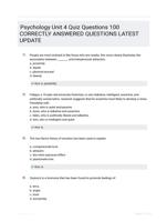 Psychology Unit 4 Quiz Questions 100 CORRECTLY ANSWERED QUESTIONS LATEST UPDATE