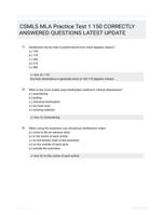 CSMLS MLA Practice Test 1 150 CORRECTLY ANSWERED QUESTIONS LATEST UPDATE