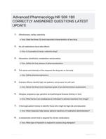 Advanced Pharmacology-NR 508 180 CORRECTLY ANSWERED QUESTIONS LATEST UPDATE