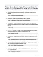 FINAL Exam Questions and Answers- Greenville Technical College NEWEST 2024 ACTUAL EXAM