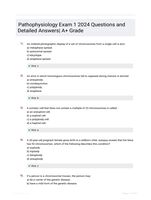 Pathophysiology Exam 1 2024 Questions and Detailed Answers| A+ Grade