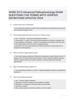 NURS 5315 Advanced Pathophysiology EXAM QUESTIONS (140 TERMS) WITH VERIFIED DEFINITIONS UPDATED 2024