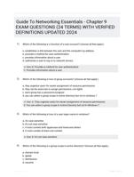 Guide To Networking Essentials - Chapter 9 EXAM QUESTIONS (24 TERMS) WITH VERIFIED DEFINITIONS UPDATED 2024