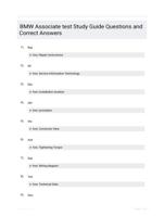BMW Associate test Study Guide Questions and Correct Answers