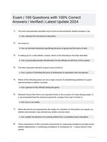 Exam | 100 Questions with 100% Correct Answers | Verified | Latest Update 2024