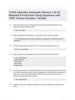 CCNA CyberOps Associate (Version 1.0) All Modules & Final Exam Study Questions with 100% Correct Answers | Verified