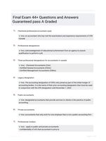 Final Exam 44+ Questions and Answers Guaranteed pass A Graded