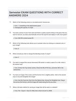 Semester EXAM QUESTIONS WITH CORRECT ANSWERS 2024
