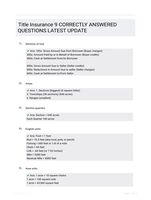 Title Insurance 9 CORRECTLY ANSWERED QUESTIONS LATEST UPDATE
