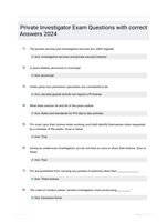 Private Investigator Exam Questions with correct Answers 2024