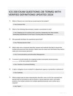 ICS 200 EXAM QUESTIONS (38 TERMS) WITH VERIFIED DEFINITIONS UPDATED 2024