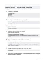 NSG 170 Test 1 Study Guide Rated A+