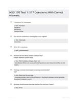 NSG 170 Test 1 |117 Questions| With Correct Answers.