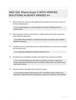 NSG 533: Pharm Exam 2  WITH VERIFIED SOLUTIONS ALREADY GRADED A+