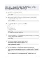 NUR 612 - EXAM 5 2024/ QUESTIONS WITH CORRECT DETAILED /VERIFIED