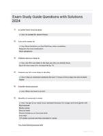 Exam Study Guide Questions with Solutions 2024