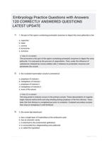 Embryology Practice Questions with Answers 120 CORRECTLY ANSWERED QUESTIONS LATEST UPDATE