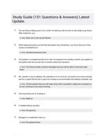 Study Guide (151 Questions & Answers) Latest Update.