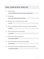 FINAL EXAM REVIEW: NURS 550