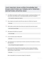 court reporters texas written knowledge test EXAM QUESTIONS (64 TERMS) WITH VERIFIED DEFINITIONS UPDATED 2024