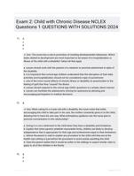 Exam 2: Child with Chronic Disease NCLEX Questions 1 QUESTIONS WITH SOLUTIONS 2024