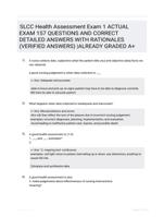 SLCC Health Assessment Exam 1 ACTUAL EXAM 157 QUESTIONS AND CORRECT DETAILED ANSWERS WITH RATIONALES (VERIFIED ANSWERS) |ALREADY GRADED A+