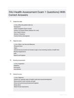 FAU Health Assessment Exam 1 Questions) With Correct Answers