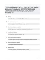 1902 Final EXAM LATEST 2024 ACTUAL EXAM 236 QUESTIONS AND CORRECT DETAILED ANSWERS WITH RATIONALES|ALREADY GRADED A+