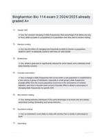Binghamton Bio 114 exam 2 2024/2025  already graded A+