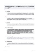 Binghamton Bio 114 exam 2 2024/2025  already graded A+
