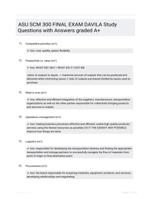 ASU SCM 300 FINAL EXAM DAVILA Study Questions with Answers graded A+