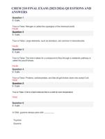 CHEM 210 FINAL EXAM (2023-2024) QUESTIONS AND ANSWERS