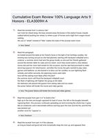 Cumulative Exam Review 100% Language Arts 9 Honors - ELA3009H A