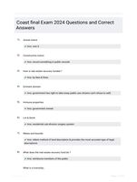 Coast final Exam 2024 Questions and Correct Answers
