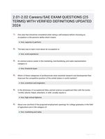 2.01-2.02 Careers/SAE EXAM QUESTIONS (25 TERMS) WITH VERIFIED DEFINITIONS UPDATED 2024