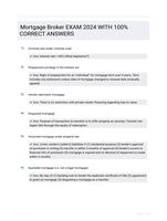 Mortgage Broker EXAM 2024 WITH 100% CORRECT ANSWERS
