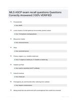 MLS ASCP exam recall questions with Complete Solutions Rated A+