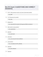 Bio 251 Exam 2 (QUESTIONS AND CORRECT  ANSWERS)