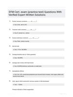 EFM Cert. exam (practice test) Questions With Verified Expert  Written Solutions