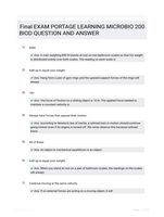 Final EXAM PORTAGE LEARNING  MICROBIO 200 BIOD QUESTION AND  ANSWER