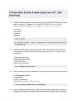Florida Real Estate Exam Questions - Q&A (Verified)