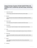 Integumentary System EXAM QUESTIONS (33 TERMS) WITH VERIFIED DEFINITIONS UPDATED 2024