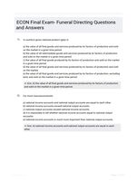 ECON Final Exam- Funeral Directing Questions and Answers