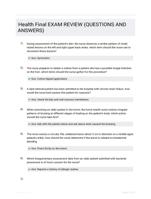 Health Final EXAM REVIEW (QUESTIONS AND  ANSWERS)